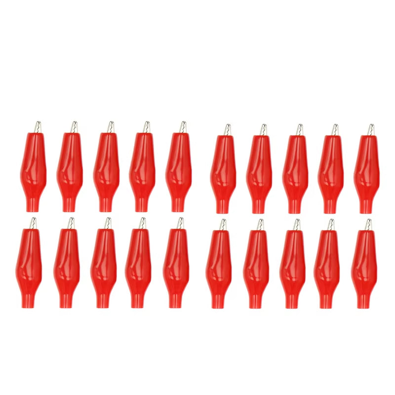 20 Pcs Crocodile Type Clip 28MM Black Red Blue Black Yellow Soft Plastic Coated Testing Probe Mini Alligator Test Clips