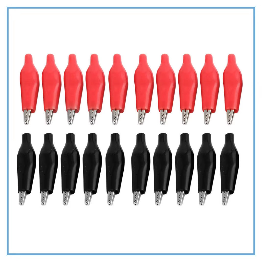 20 Pcs Crocodile Type Clip 28MM Black Red Blue Black Yellow Soft Plastic Coated Testing Probe Mini Alligator Test Clips